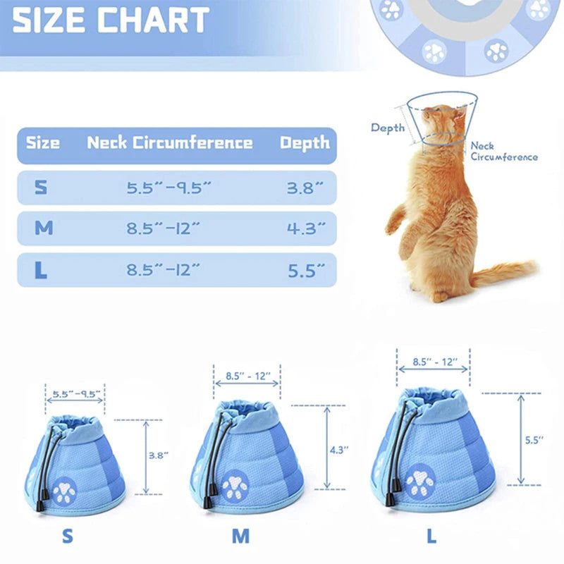 Cat Elizabethan Adjustable Collar Pet Dog Neck Cone Recovery Collar Anti-bite Protective Medical Neck Ring Pet Accessories SizeM