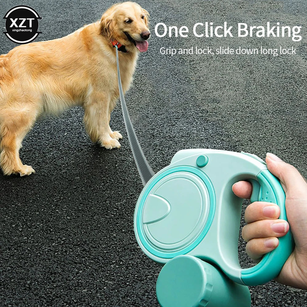 Dog Leash With Light And Garbage Bag Automatic Retractable Dog Pomeranian Corgi Dog Leash Dog Walking Traction Rope Pet Supplies