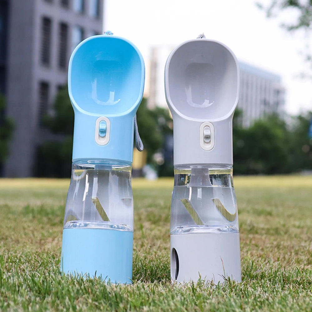 4 in 1 Portable Pet Water Bottle For Small Dog Cats Multifunction Food Drinking Dispenser Poop Bag Outdoor Puppy Feeder Supplies