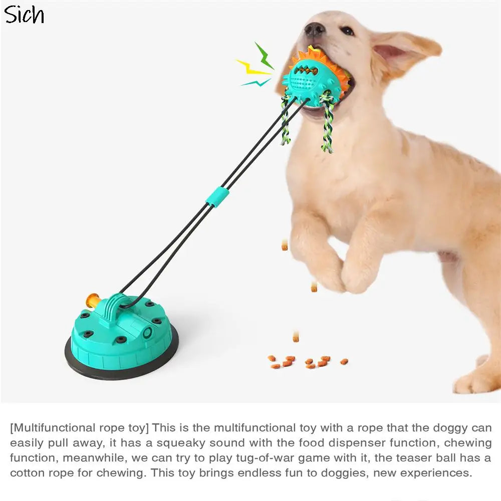 Upgrade Dog Toys Interactive Suction Cup Multifunctional Vacuum Suction Cup Pull Ropes Ball Chewing Squeaker For Toys