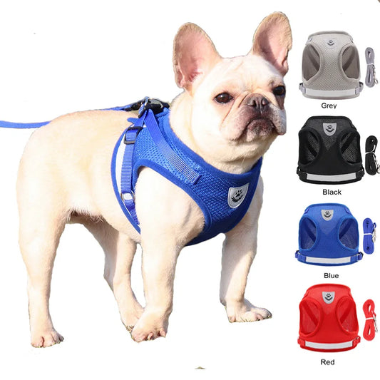 new Pet Chest Strap Vest Style Dog Mesh Harness Reflective Breathable Dog Safety Rope Bulldog Harness Walking Leash