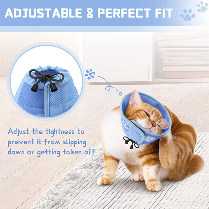 Cat Elizabethan Adjustable Collar Pet Dog Neck Cone Recovery Collar Anti-bite Protective Medical Neck Ring Pet Accessories SizeM