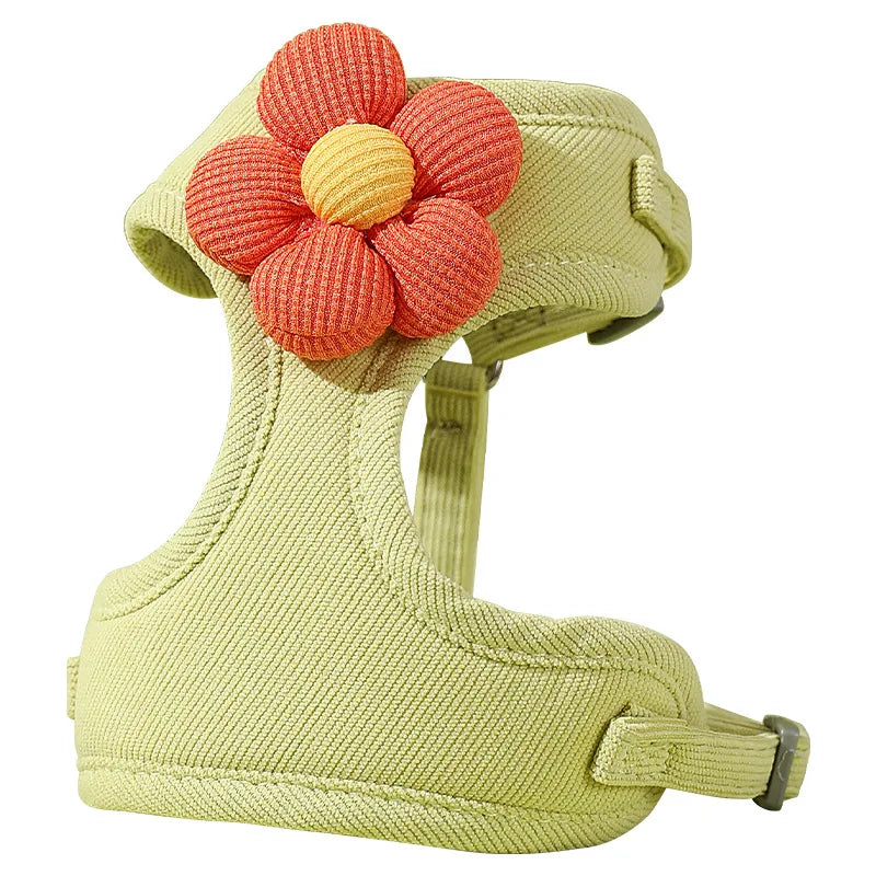 New style pet outing small daisies embroidered leash Lace vest Dog cat chest strap Suitable for use within 28kg